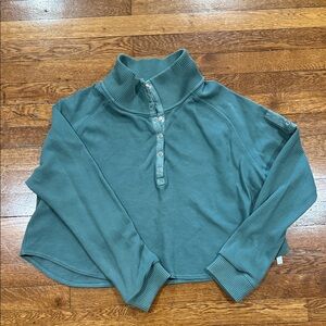 Teal Ribbed Long Sleeve Pullover